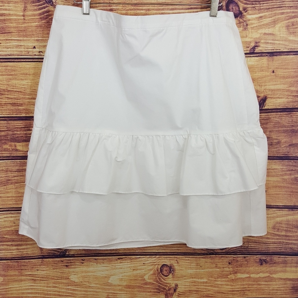 J Crew Factory white ruffled skirt